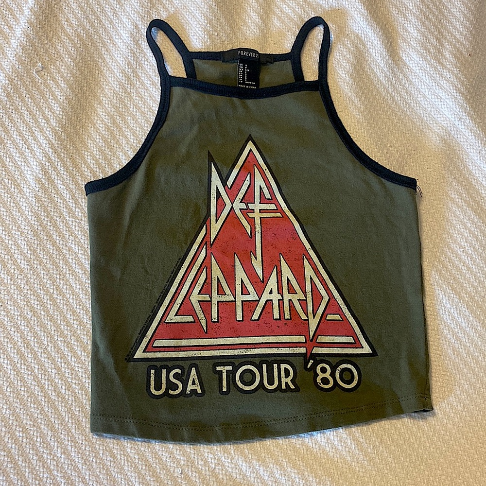 Forever 21 Def Leppard “USA Tour ‘80” Crop Tank Top, Small.